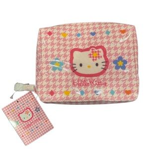 NWT Hello Kitty Floral Houndstooth zipper pouch